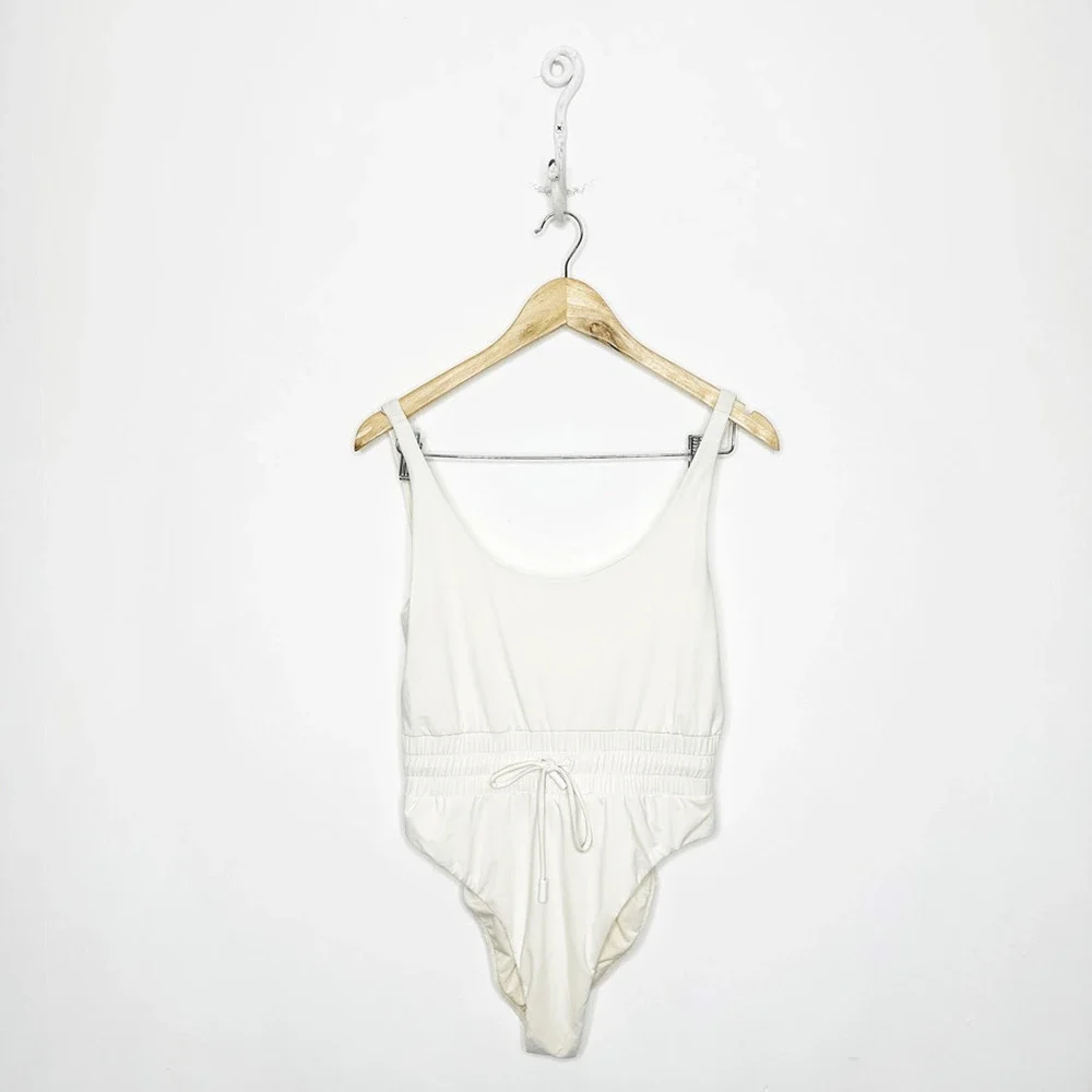 Good American Waist Framer One Piece Swimsuit ivory cheeky womens 3 L XL